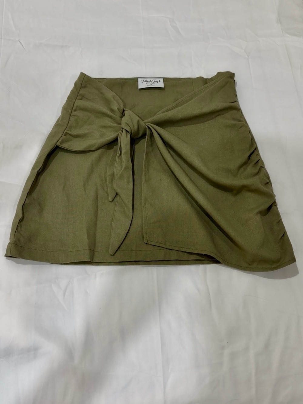 Tie-Front Olive Mini Skirt by